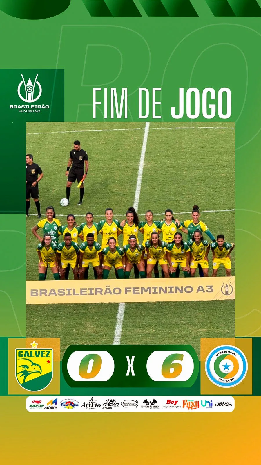 Tigresas do Rolim de Moura mantém invencibilidade e vence o Galvez-AC por 6 a 0 pelo Brasileirão Feminino Série A3